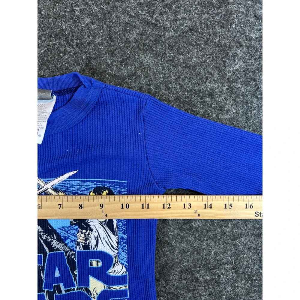 Vintage 90s Star Wars Darth Vader Luke Skywalker Blue Thermal Shirt Kids 4-5